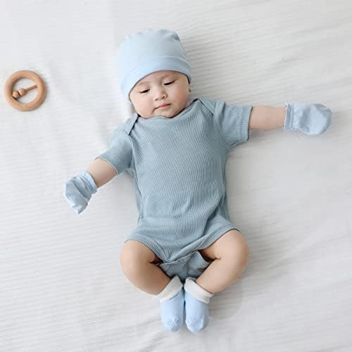 MAMIMAKA יילוד תינוקת קצרה שרוול קצר כותנה כותנה בגדי תינוקות מקשה אחת 5 חבילה, 0-12 חודשים