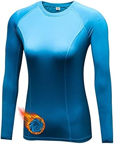 TESUWEL נשים חורות אגודל עליונות תרמיות פליס סקי שכבת בסיס UPF 50+ חולצות דחיסה של שרוול ארוך ריצות, חמות
