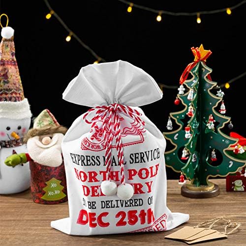 תיק חג המולד עם שרוך קסיקי-תיק סנטה בגודל 19 על 12 אינץ', תיק חג המולד 2 חבילות, שק סנטה עם עיצוב משלוח