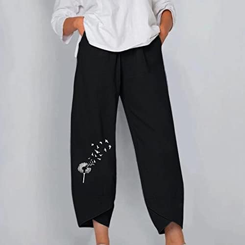 בתוספת גודל נשים מכנסי טרנינג נשים ליידי מקרית פרחי הדפסת אלסטי מותניים רחב רגל מכנסיים מטען מכנסיים לנשים