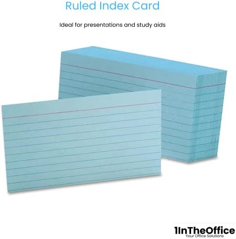 1 כרטיסי אינדקס כחולים במשרד 3 על 5 פסקו, כרטיסי אינדקס צבעוניים 3 על 5 פסקו כחול, 400