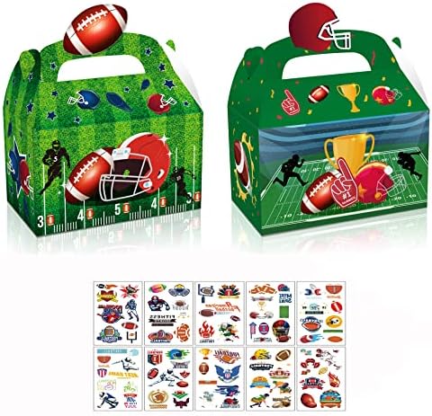 מגרוקל 12 חבילות שקיות פינוק כדורגל קופסאות טובות למסיבה לסופרבול, 9.5 על 6.3 על 3.7 אינץ ' עם