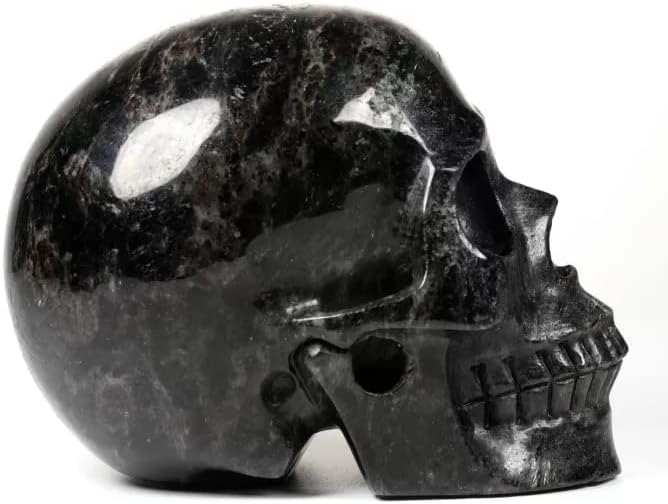 Mr.Skull 5.0 פסל גולגולת קריסטל אסטרופיליט, אבן ריפוי ריאליסטית, ריפוי קריסטל, תפאורה ביתית מגולפת ביד.
