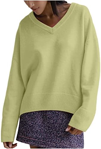 נשים סוודר סוודר בצבע אחיד שרוול ארוך לנשים v סווטשירטים סווטשירטים חורפי