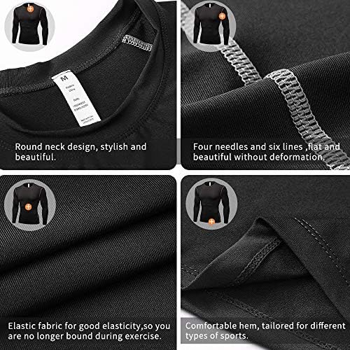 חולצת דחיסה של קוויריר 3 חבילה של חולצת דחיסה של גברים ארוכי שרוול ארוך לגברים בגברים ספורט ספורט צמרות תרמיות