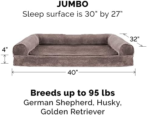 כיסוי מיטת כלב החלפת פורהייבן פרווה מלאכותית וספה קטיפה בסגנון, ניתן לכביסה במכונה-חום סחף, ג' מבו