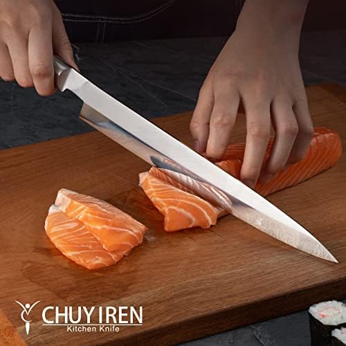 סכין שף יפנית צ 'וירן 9.5 אינץ' - סכין סושי חדה-סכין ינאגיבה מפלדת אל-חלד מקצועית בעלת פחמן גבוה עם