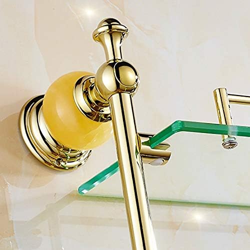 KMMK מדף אמבטיה בית ， מתלה מגבת ， מדף מקלחת רטרו מדף זכוכית ישרה אמבטיה שכבות כפולות מדף בסגנון אירופאי
