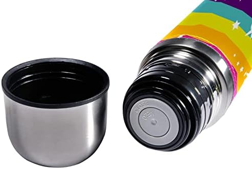 SDFSDFSD 17 גרם ואקום מבודד נירוסטה בקבוק מים ספורט קפה ספל ספל ספל עור אמיתי עטוף BPA בחינם, דפוס פסים קשת צבעוני