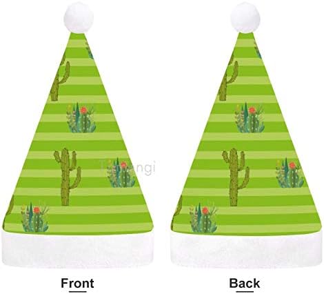חג המולד סנטה כובע, קקטוס ירוק פס חג המולד חג כובע למבוגרים, יוניסקס נוחות חג המולד כובעי לשנה חדשה