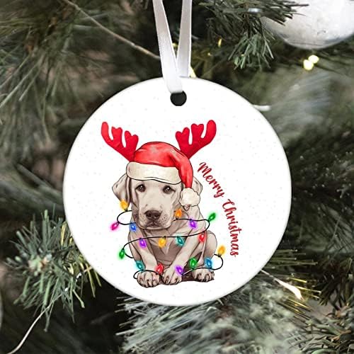 החג שמח כלב קישוט, כלב עם קרניים קרמיקה חג המולד קישוטי 3 אינץ, חיות מחמד עם קרניים מזכרת, חיות מחמד עם קרניים