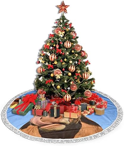 חצאית עץ חג המולד מצחיקה, מחצלת חצאית עץ חג המולד עם ציצית לעיצוב מסיבת חתונה לחג 48