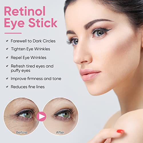 רטינול עין קרם מקל, אנטי-הזדקנות רטינול עין מקל לעיגולים כהים ונפיחות, מפחית קמטוטים ושקיות עיניים עם ויטמין,