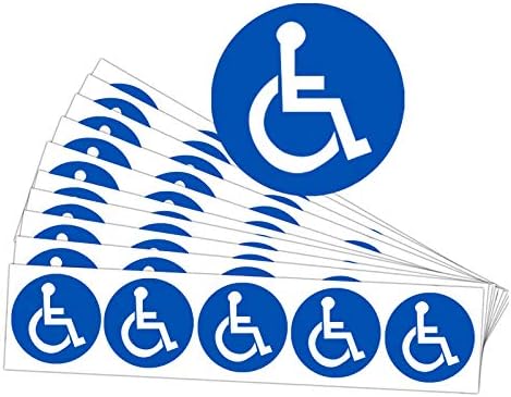 נכים כיסא גלגלים סמל תוויות / לנכים סימני מדבקות 2 אינץ עגול נוח מדבקות לנכים חניה 60 יחידות
