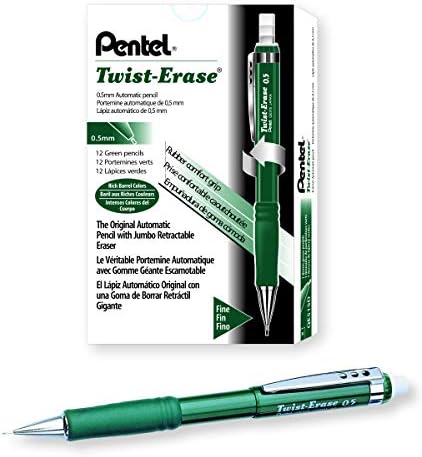 פנטל טוויסט-למחוק השלישי מכאני עיפרון, 0.5 ממ, ירוק חבית, 12 חבילה