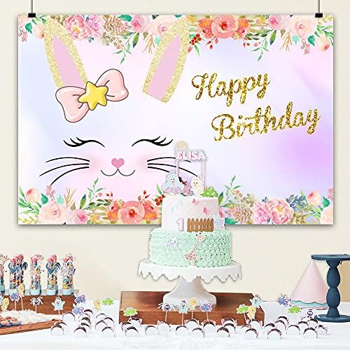 5 * 4 רגל ויניל שמח יום הולדת רקע פורח פרח צילום רקע חמוד מחייך חתול ראש יום הולדת חגיגת מסיבת רקע ילדי תינוק