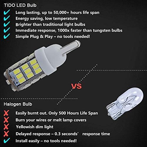 TIDO 10 X T10 194 921 נורת LED נורה 42-SMD סופר בהיר 168 2825 W5W נורות החלפת LED לדלת כיפת מכונית לוחית רישוי