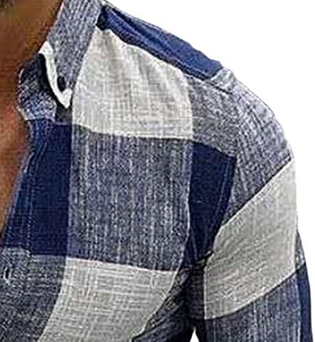 גברים רגועים רזים משובצים בתוספת גודל חולצה שרוול ארוך