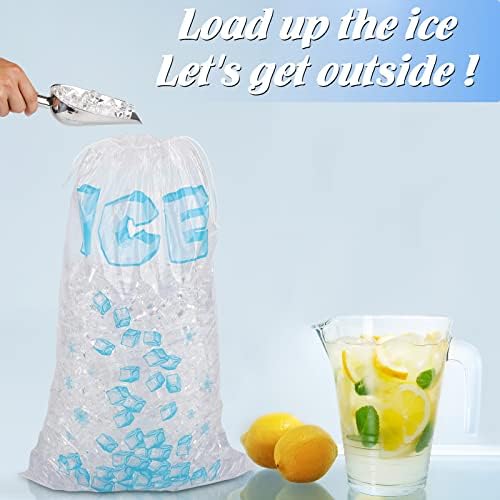 שקיות קרח ליינגרון 20 קילוגרם עם שרוך 300 שקיות קרח למכונת קרח שקיות קרח מפלסטיק שקיות אחסון
