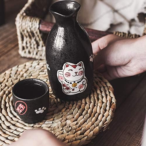 כוסות סאקה של Lqbywl, כוס יפנית, סט סאקה יפני, קרמיקה מנקי נקו מזל מזל חתיכה כוס חרסינה חרס יין תה
