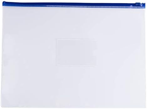 חבילה של 12 א4 שקיות רוכסן שקופות עם רוכסן כחול