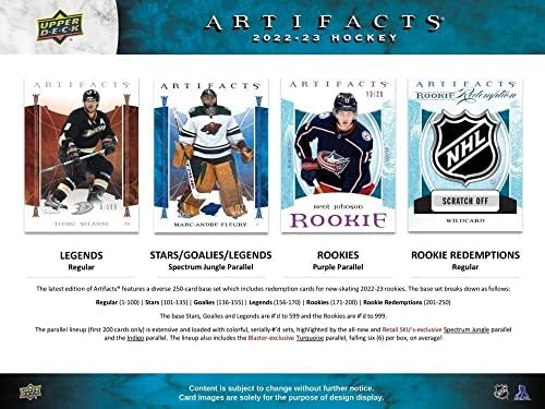 2022-23 NHL סיפון עליון UD ARTIFACTS HOCKEY FACTORY אטום BLASTER BOX 35 קלפים: 7 חבילות של 5 קלפים לכל חבילה. כרטיסי