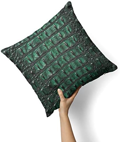IIROV עור תנין ירוק חי - עיצוב בית דקורטיבי בהתאמה אישית מכסה כרית כרית מקורה או חיצוני לספה, מיטה או כרית