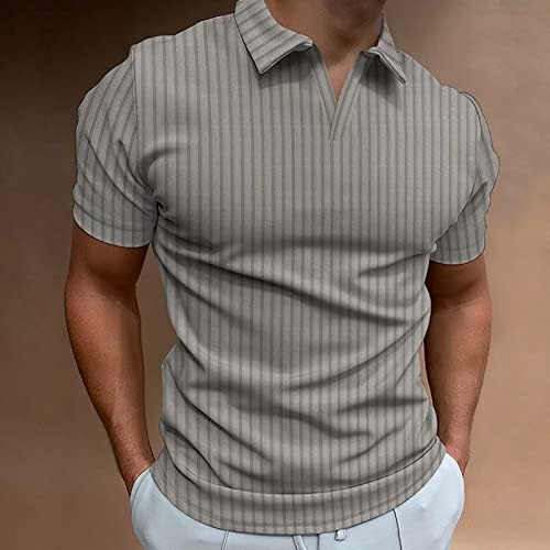 2023 שריר גברים חדשים V חולצות צוואר רזה מתאימות שרוול קצר כותנה גולף חולצות טיס סרוג טיז רך טי דק