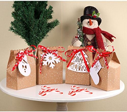 שלנו חם 24 יחידות שקיות מתנה לחג המולד מבחר שקיות נייר קראפט עם תגי מתנה לחג עבור ציוד למסיבות