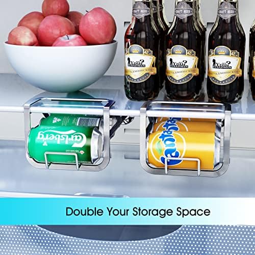מתלה מתקן למשקאות עם 2 חבילות סודה, מחזיק ארגונית לאחסון מקרר 5 פחיות סודה בגודל סטנדרטי של 12 אונקיות