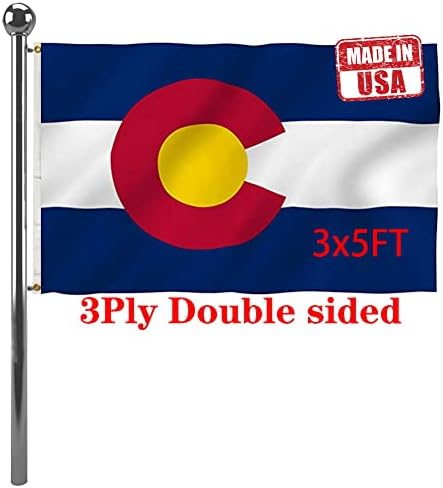 ג'ייוס דו צדדי קולורדו דגלי דגלים 3x5 חיצוניים- צבעים חיים 3ply CO COLORADO דגלים באנרים- חובה