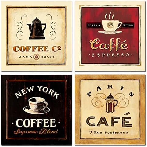 קפה קיר אמנות מטבח תפאורה בציר הדפסי בד קפה כוס לאטה מוקה קפה שתיית תמונות עבור אוכל חדר מסעדה