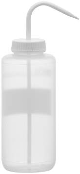 בקבוק כביסה כימי של אייסקו, ללא תווית, פה רחב 1000 מיליליטר, אוורור עצמי, מעבדות פלסטיק בעלות ביצועים