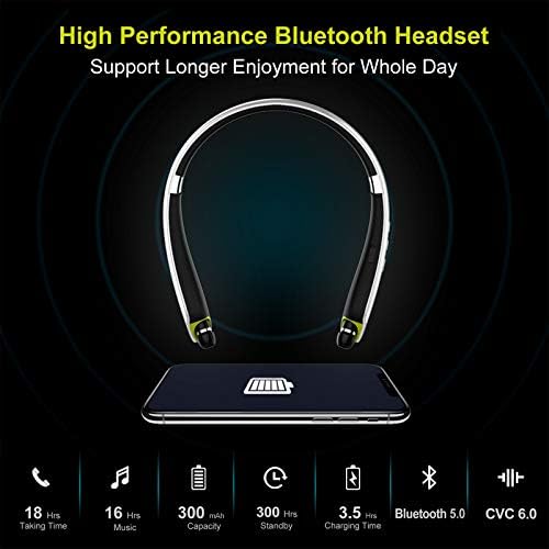 אוזניות Bluetooth, 2023 אוזניות Bluetooth משודרגות בצוואר עם אוזניות נשלפות, אוזניות סטריאו מבטלות