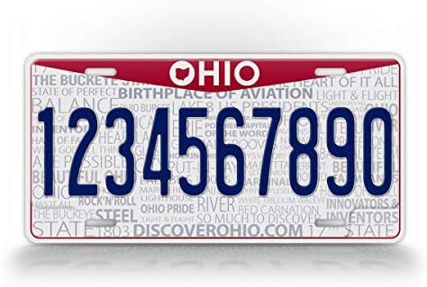 Signsandtagsonline מקום לידה מותאם אישית של אוהיו של לוחית רישוי תעופה כל טקסט מותאם אישית OH AUTO