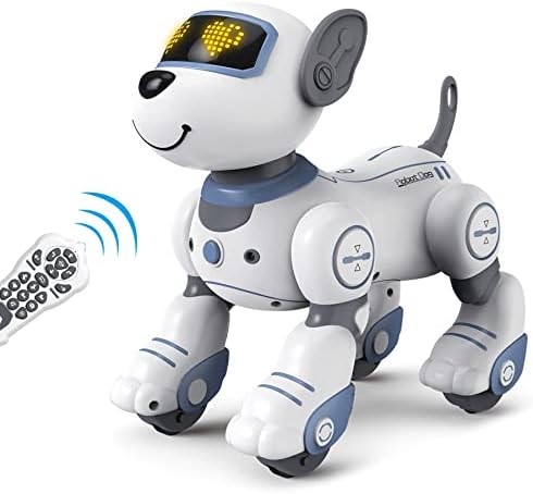 MDGZY שלט רחוק צעצוע של כלב רובוט, כלב רובוט חכם לתכנות לילד, ריקודים אינטראקטיביים הליכה שירה פעלוט כלב צעצוע