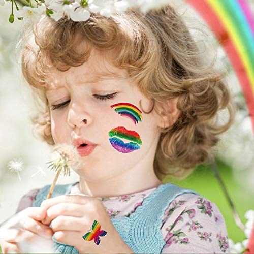 קעקועים זמניים של Leesgel Rainbow לילדים, מסיבת יום הולדת לקשת מעניקים מעידים, קעקועים מדבקה
