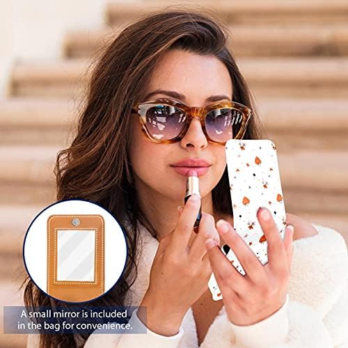 תות & גלידת גלוס מחזיק שפתון מקרה נייד איפור תיק נסיעות שפתון ארגונית מקרה עם מראה מיני שפתון תיבת אחסון