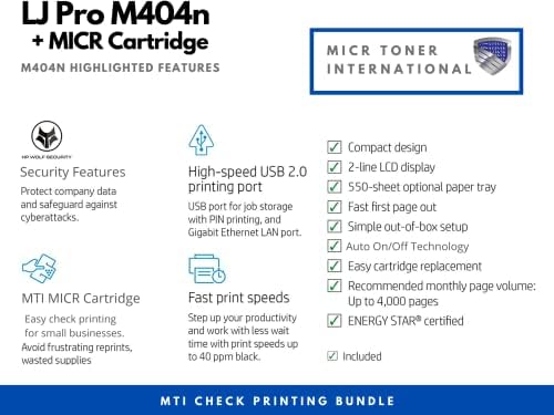 מטי 404נ לייזר פרו מוסמך משופץ מונוכרום לבדוק מדפסת צרור עם 1 58 מטי מיקרו שונה טונר מחסנית עבור הדפסת עסקים