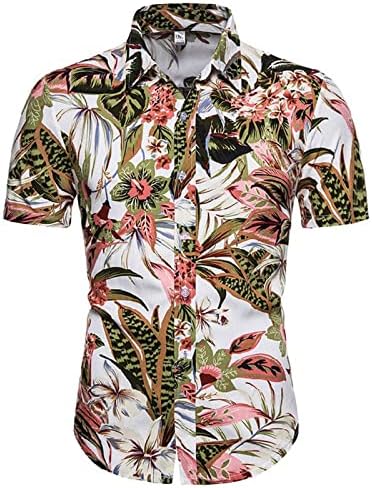 חולצה הוואי לגברים כפתור מזדמן פאנקי למטה
