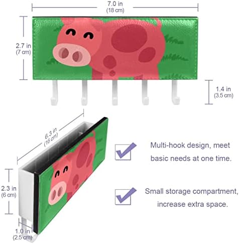 מארגן מדף חזיר ירוק עם 5 ווים מדף מדף מטבח קיר מדף אחסון רב -פונקציונלי