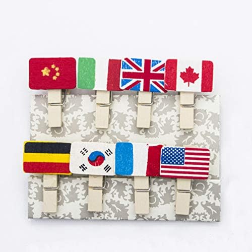 תמונת עיצוב Kesyoo 16 יחידות דגל קטעי צילום מיני עץ כבוי כבוי תמונת תצוגת קליפ נייר נייר סיכת