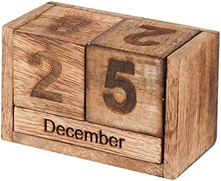 בלוק לוח שנה - לוח שנה תמידי מעץ - לוח שנה קוביות מעץ לקישוט משרד ביתי - שולחן קרש תמידי לוח שנה לחודש