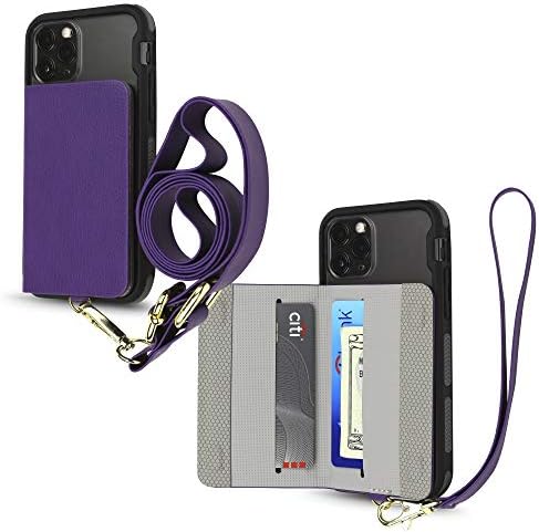 טלפון סלולרי ומחזיק כרטיסי אשראי עם רצועות קרוס-גוף ומפרק כף היד, ארנק דביקה עם הגנת RFID מרובה חריצי כרטיסים כיס