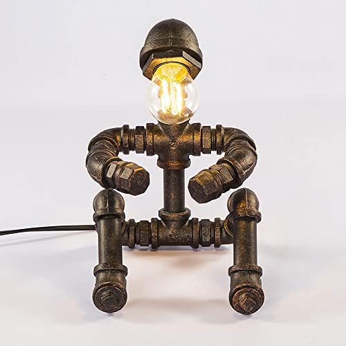 ACLBLK רטרו רטרו תעשייתי מנורת שולחן ברזל מחושל LED צינור מים יצירתי אור אמריקאי אדיסון אדיסון