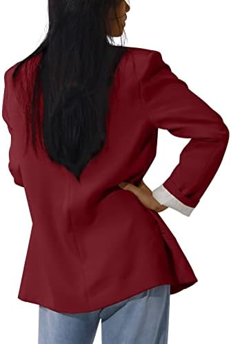 מעילי חורף לנשים Mebamook אופנה 2022 כיסים קדמיים קרדיגן חליפה רשמית מעיל חולצה שרוול ארוך מעיל הלטר לבן