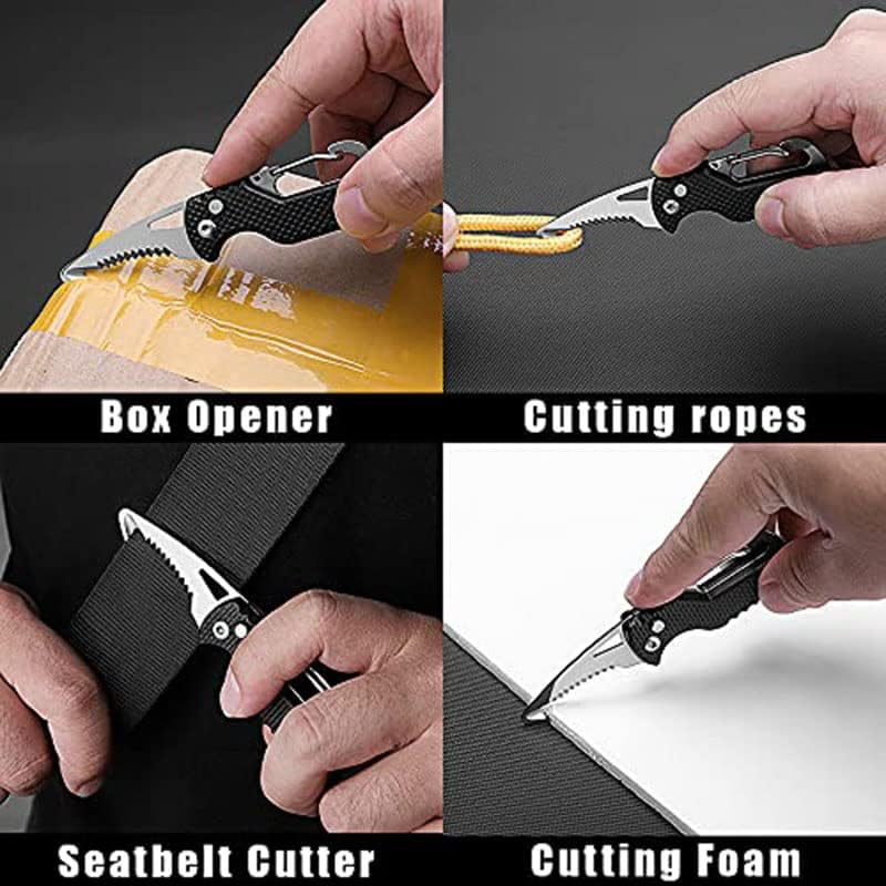 מפתח סכין, 2 יחידות מחזיק מפתחות רב כלי לחיתוך חבל, נייר קופסות ופירות קל, מתקפל סכין מיני מחזיק מפתחות סכין