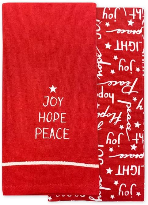 2-חבילה חג המולד מטבח מגבות צלחת בד שמחה מקווה שלום אדום / לבן מטבח חורף שולחן דקור כותנה