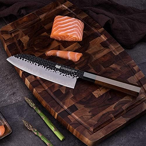 סדרת שושלת מציאת 7 סכין סנטוקו פלדה לבושה ושומר קצה סכין אגוז מגנטי