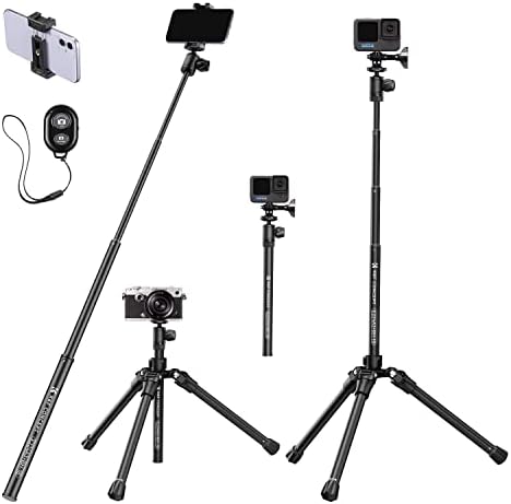 K&F קונספט 67 '' '/170 סמ צינור אקסצנטרי חצובה סלולרית, מקל Selfie נייד קל משקל, מצלמת DSLR חצובה E224A3+BH-18